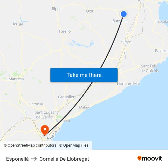 Esponellà to Cornellà De Llobregat map