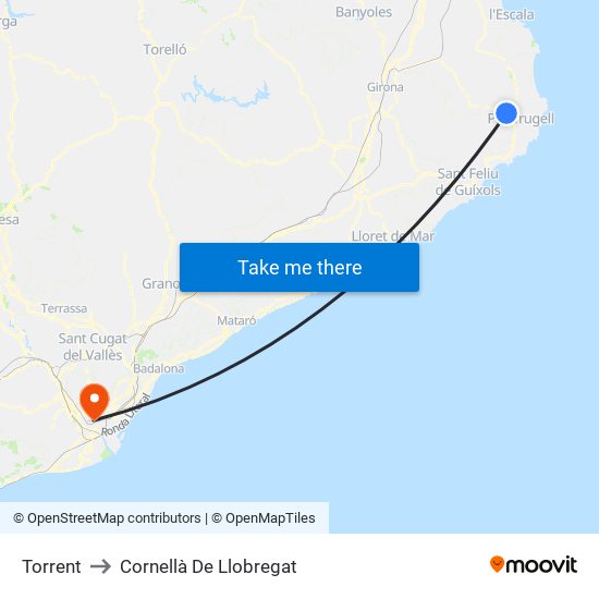 Torrent to Cornellà De Llobregat map