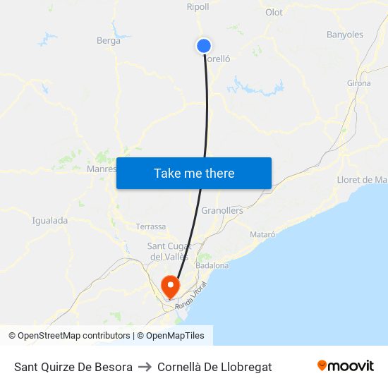 Sant Quirze De Besora to Cornellà De Llobregat map
