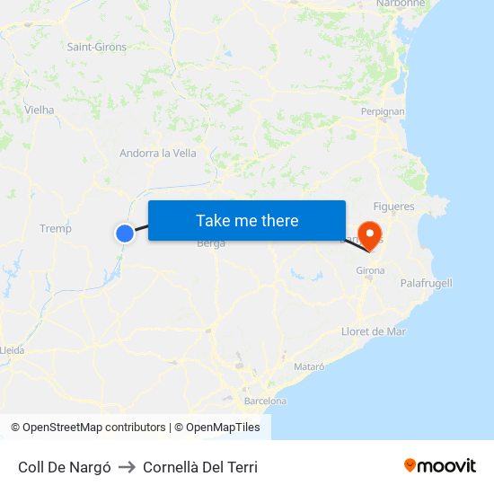 Coll De Nargó to Cornellà Del Terri map
