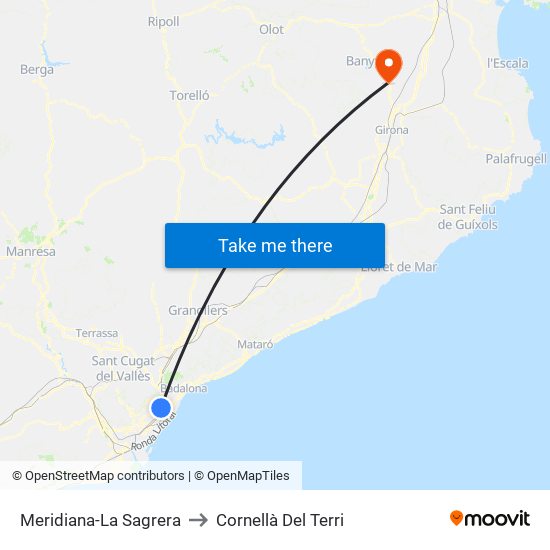 Meridiana-La Sagrera to Cornellà Del Terri map