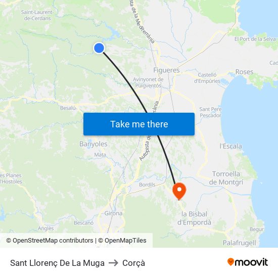 Sant Llorenç De La Muga to Corçà map