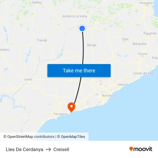 Lles De Cerdanya to Creixell map