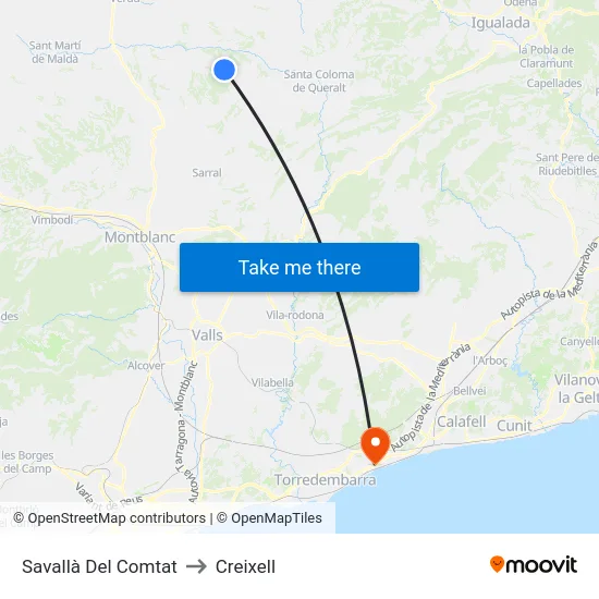 Savallà Del Comtat to Creixell map