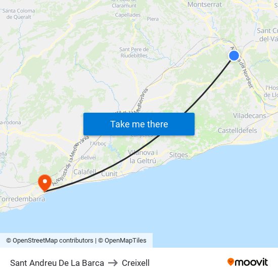 Sant Andreu De La Barca to Creixell map