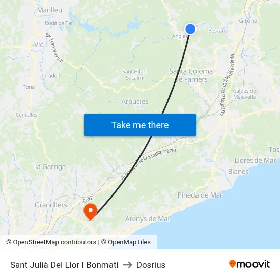 Sant Julià Del Llor I Bonmatí to Dosrius map