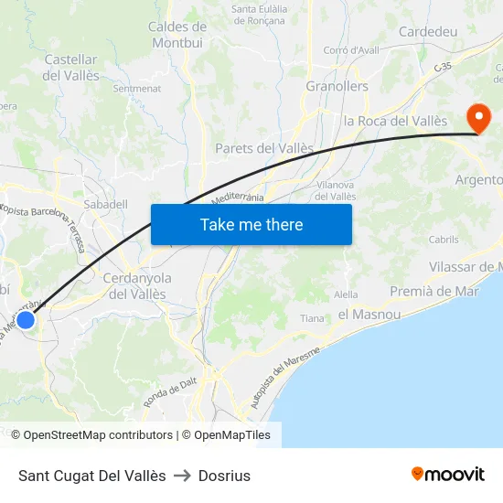 Sant Cugat Del Vallès to Dosrius map