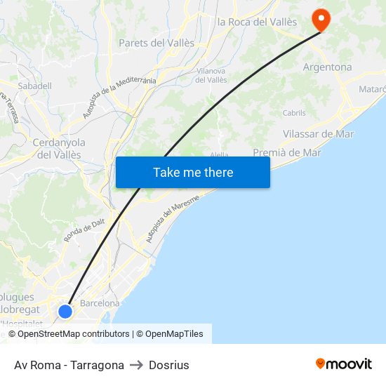 Av Roma - Tarragona to Dosrius map