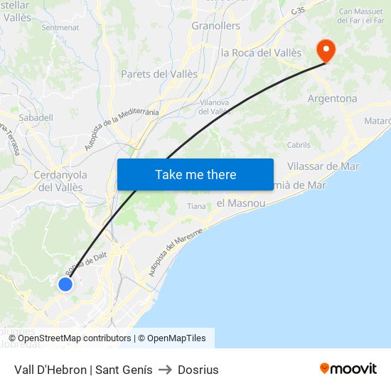 Vall D'Hebron | Sant Genís to Dosrius map