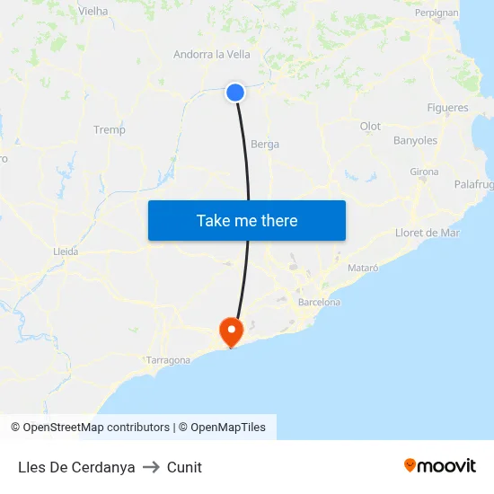 Lles De Cerdanya to Cunit map