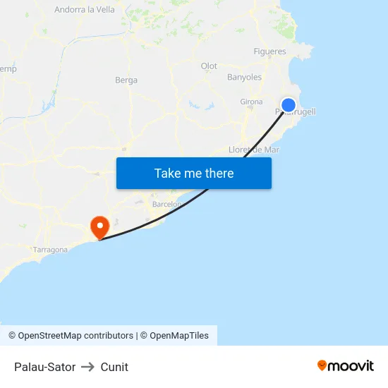Palau-Sator to Cunit map