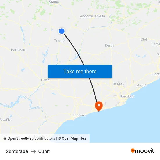 Senterada to Cunit map