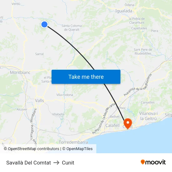 Savallà Del Comtat to Cunit map