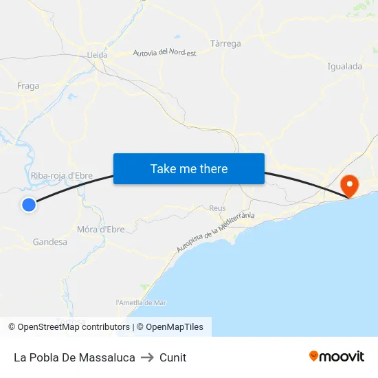 La Pobla De Massaluca to Cunit map