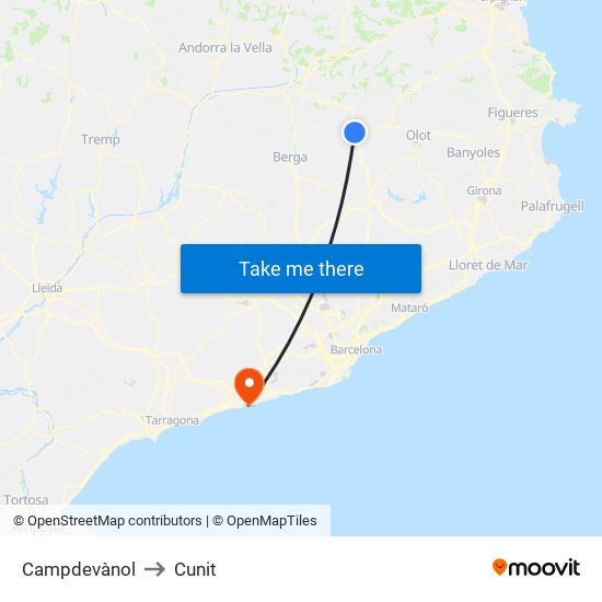 Campdevànol to Cunit map