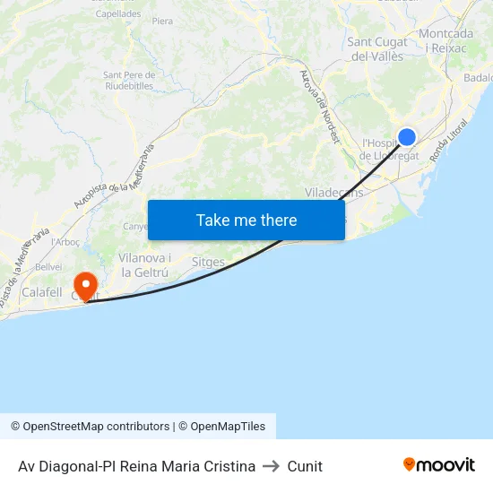 Av Diagonal-Pl Reina Maria Cristina to Cunit map