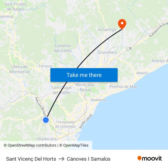 Sant Vicenç Del Horts to Cànoves I Samalús map