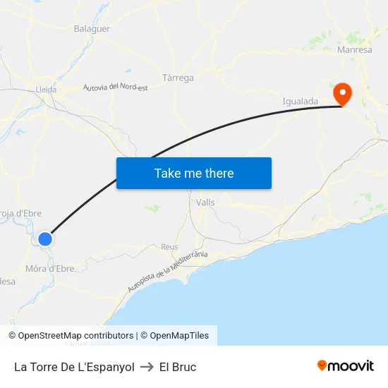 La Torre De L'Espanyol to El Bruc map
