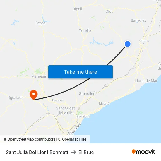 Sant Julià Del Llor I Bonmatí to El Bruc map