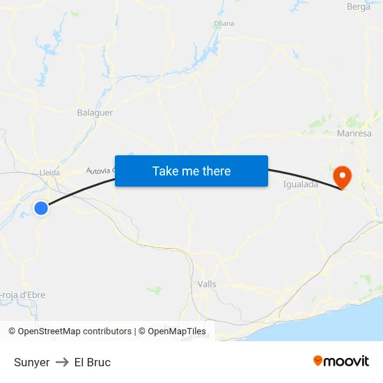 Sunyer to El Bruc map