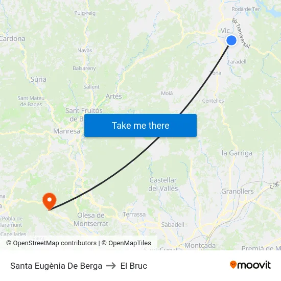 Santa Eugènia De Berga to El Bruc map