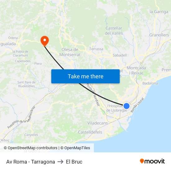 Av Roma - Tarragona to El Bruc map