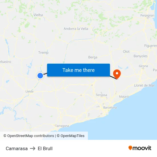 Camarasa to El Brull map