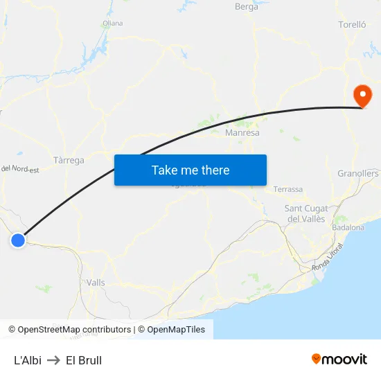 L'Albi to El Brull map