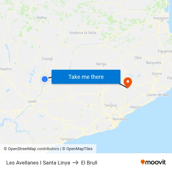 Les Avellanes I Santa Linya to El Brull map