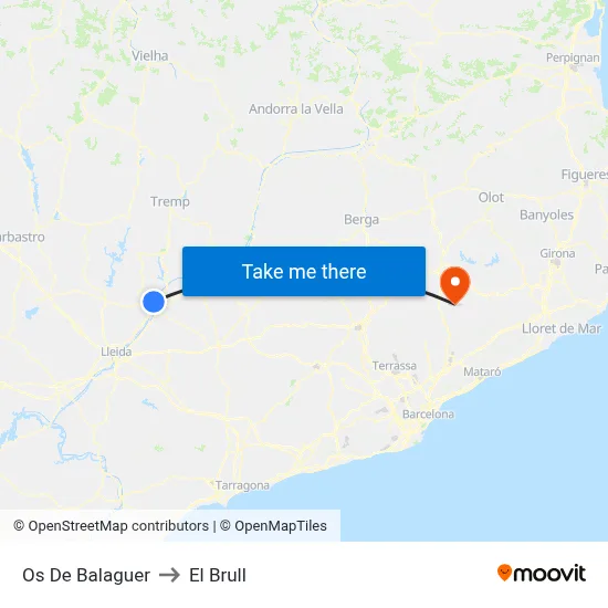 Os De Balaguer to El Brull map