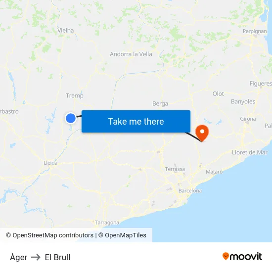 Àger to El Brull map