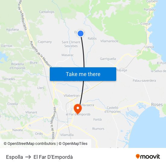 Espolla to El Far D'Empordà map