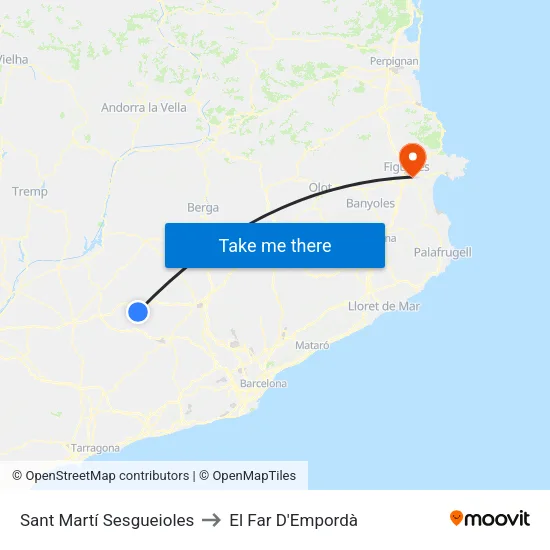 Sant Martí Sesgueioles to El Far D'Empordà map