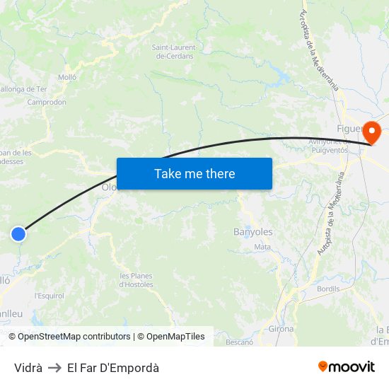 Vidrà to El Far D'Empordà map