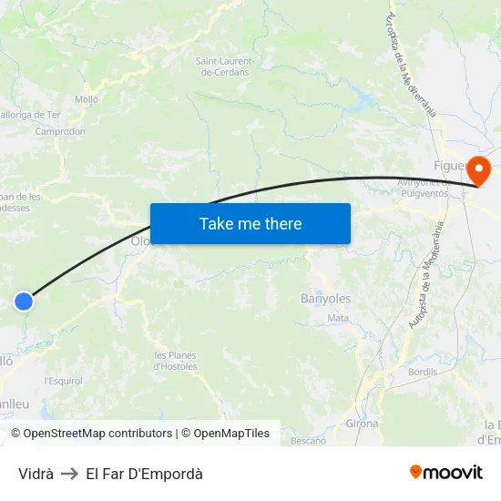 Vidrà to El Far D'Empordà map