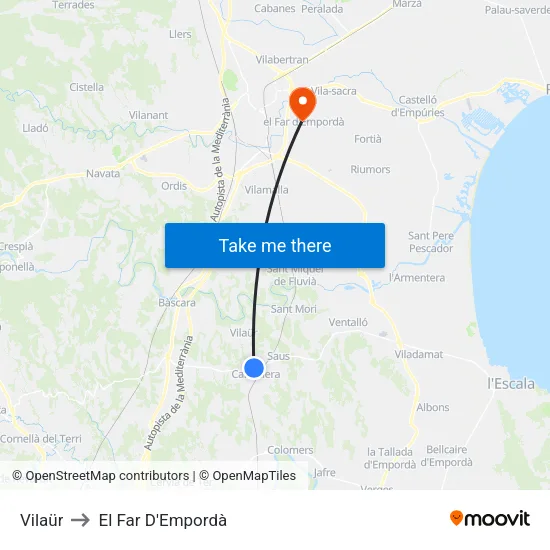 Vilaür to El Far D'Empordà map