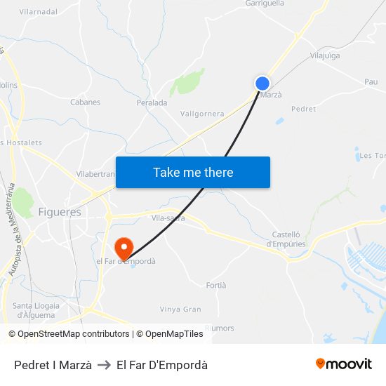 Pedret I Marzà to El Far D'Empordà map