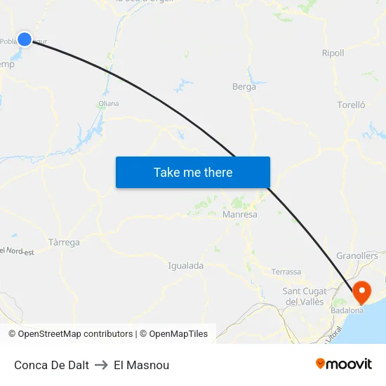 Conca De Dalt to El Masnou map