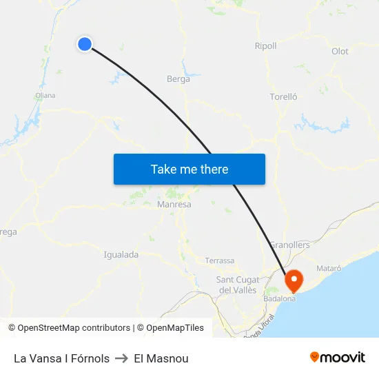 La Vansa I Fórnols to El Masnou map