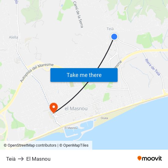 Teià to El Masnou map