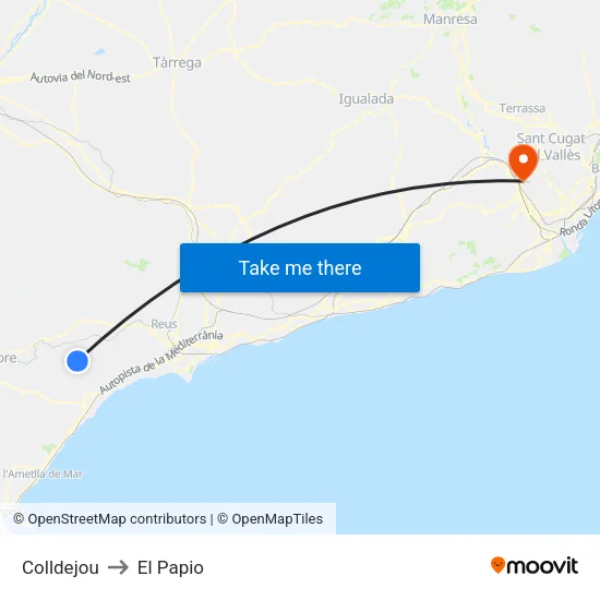 Colldejou to El Papio map