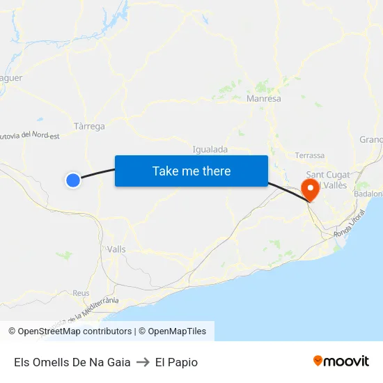 Els Omells De Na Gaia to El Papio map