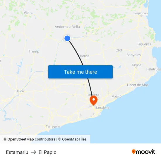 Estamariu to El Papio map