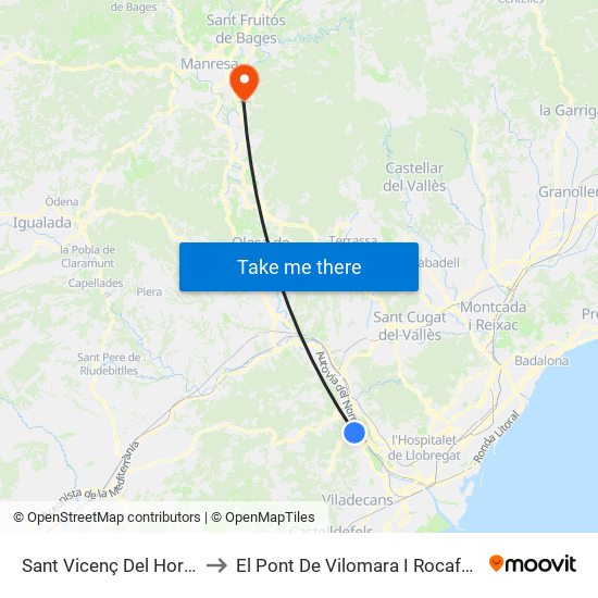 Sant Vicenç Del Horts to El Pont De Vilomara I Rocafort map