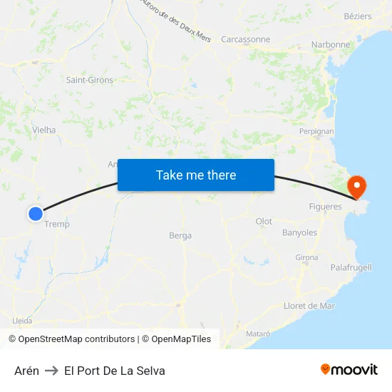 Arén to El Port De La Selva map