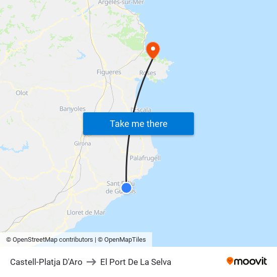 Castell-Platja D'Aro to El Port De La Selva map