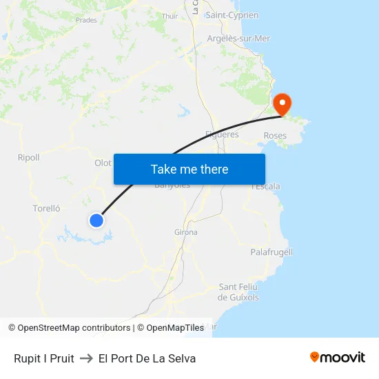 Rupit I Pruit to El Port De La Selva map