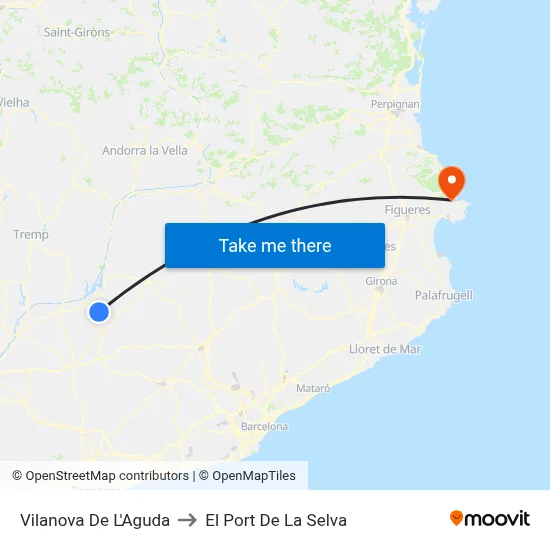 Vilanova De L'Aguda to El Port De La Selva map