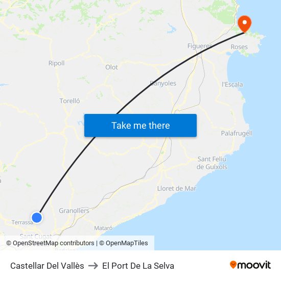 Castellar Del Vallès to El Port De La Selva map