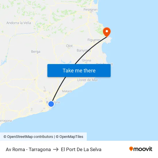 Av Roma - Tarragona to El Port De La Selva map